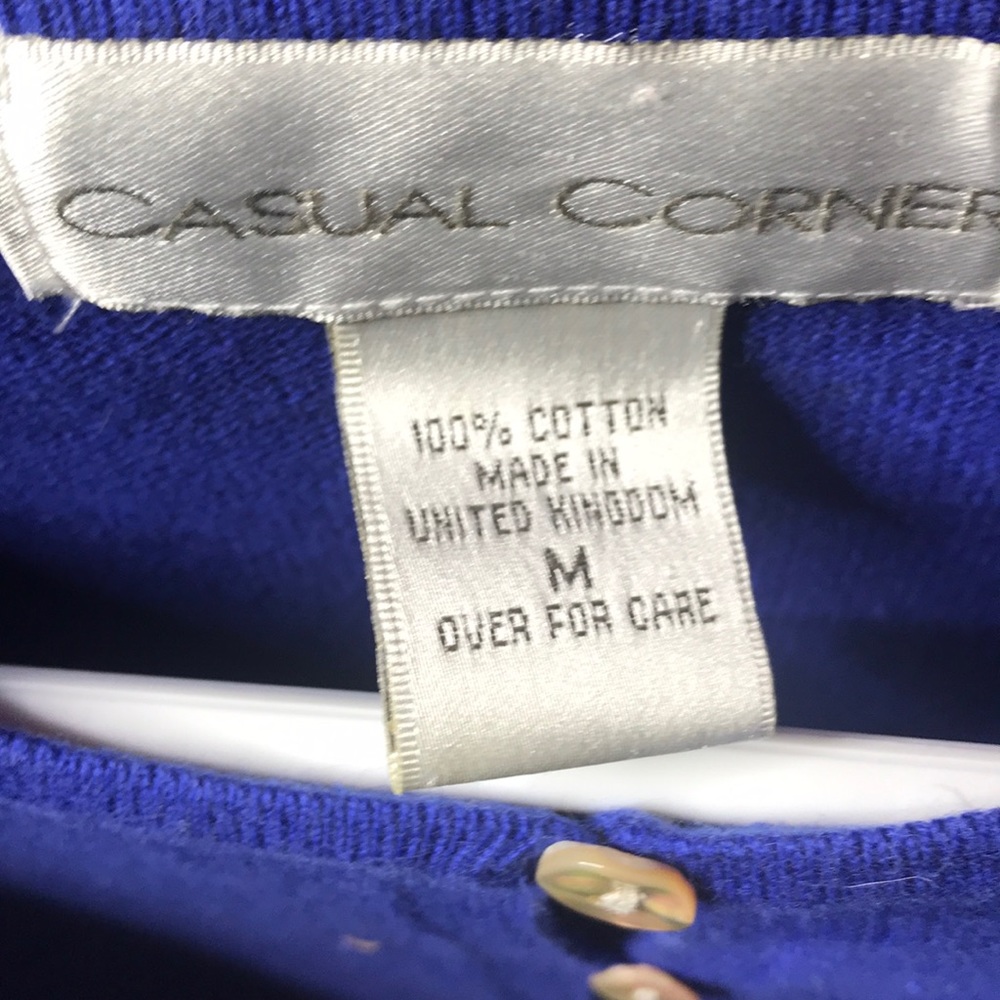 Blue Three Button Blouse, Euc, Medium - image 2